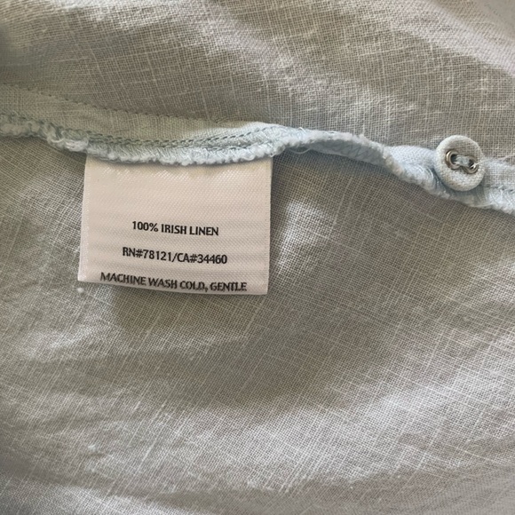 EILEEN FISHER Pastel Blue 100% Irish Linen SIZE S CAP SLEEVE BLOUSE - Picture 5 of 8